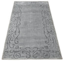 3x5 Hand Woven Silver and Gray Modern Floral Art Silk Rug