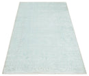 2.6x10 and 5x8 Hand Woven and Carved Silver and Gray Floral Art Silk Rug