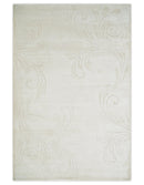 4x6 Hand Woven Silver and Ivory Modern Floral Art Silk Rug