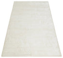4x6 Hand Woven Silver and Ivory Modern Floral Art Silk Rug