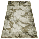 4x6 Modern Abstract Hand Woven Silver and Olive Art Silk Rug