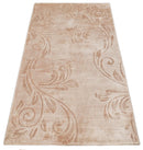 3x5 Hand Woven Beige and Peach Modern Floral Art Silk Rug