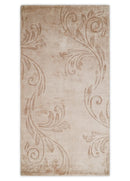 3x5 Hand Woven Beige and Peach Modern Floral Art Silk Rug