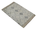 Hand Woven Beige and Gray 2x3 Trellis Moroccan Rug Made with Fine Wool | TRDCP79723