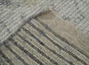 Hand Woven Beige and Gray 2x3 Trellis Moroccan Rug Made with Fine Wool | TRDCP79723