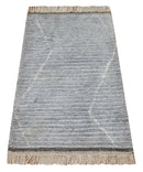Hand Woven Blue and White  2x3 Trellis Moroccan Rug Made with Fine Wool | TRDCP79523