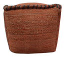 Hand Woven Boho Farmhouse Rust Jute Pouf