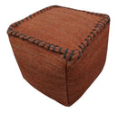 Hand Woven Boho Farmhouse Rust Jute Pouf