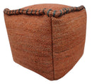 Hand Woven Boho Farmhouse Rust Jute Pouf