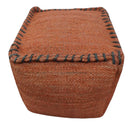 Hand Woven Boho Farmhouse Rust Jute Pouf