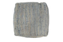 Hand Woven Boho Natural Large Blue and Brown Jute Pouf