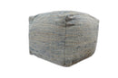 Hand Woven Boho Natural Large Blue and Brown Jute Pouf