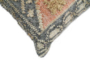 Hand Woven Boho Tribal Accent Charcoal Jute and Wool Pillow, Cushion | PL12
