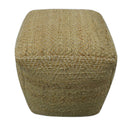 Hand Woven Natural Brown Geometrical Textured Jute Pouf