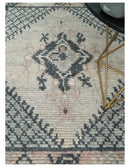 Hand Woven Peach, Beige and Charcoal Rug Made with Blended Wool Multi Size Rug