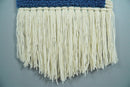 Hand Woven Wool Tapestry White and Blue Bohemian Modern Wall Hanging | WH8