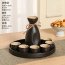 Handcrafted black ceramic wine warmer sake set for dining room