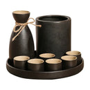 Handcrafted black ceramic wine warmer sake set for dining room