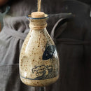 Handcrafted blue fish speckled beige ceramic wine set dining room