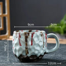 Handcrafted blue & red hammer pattern ceramic mug set dining room