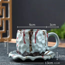 Handcrafted blue & red hammer pattern ceramic mug set dining room