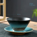 Handcrafted brown & amber ceramic latte coffee cup and saucer dining room