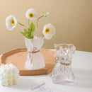 Handcrafted clear glass folded road vase set for living room decor