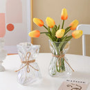 Handcrafted clear glass folded road vase set for living room decor