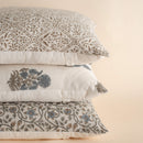 Juliette  Floral Block Printed Pillow Cover | Blue, Mustard
