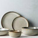 Handcrafted ridge sage & cream ceramic dessert plate dining room