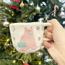 Handcrafted white ceramic bear mug kitchen coffee cup