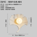 Handcrafted wooden ginkgo biloba resin wall lamp for bedroom