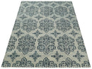 Modern Blue And Beige Hand-Tufted Wool Area Rug