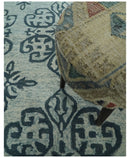 Modern Blue And Beige Hand-Tufted Wool Area Rug