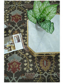 Handmade 5x8 and 9x12 Classic Vintage Design Charcoal and Beige wool Area Rug | TRDCP120