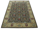 Handmade 5x8 and 9x12 Classic Vintage Design Charcoal and Beige wool Area Rug | TRDCP120