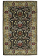Handmade 5x8 and 9x12 Classic Vintage Design Charcoal and Beige wool Area Rug | TRDCP120
