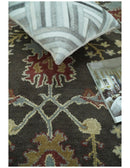 Handmade 5x8 and 9x12 Classic Vintage Design Charcoal and Beige wool Area Rug | TRDCP120
