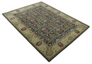 Handmade 5x8 and 9x12 Classic Vintage Design Charcoal and Beige wool Area Rug | TRDCP120
