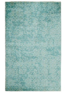 Hand Loom 5x8 Modern Style Teal Wool Blend Area Rug