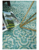 Hand Loom 5x8 Modern Style Teal Wool Blend Area Rug