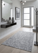 Handmade 5x8 Modern Style Genuine Leather Gray and Silver Area Rug