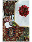 Handmade 5x8 Rust and Blue made with fine wool Area Rug |  TRDCP11658