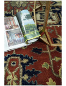 Handmade 5x8 Rust and Blue made with fine wool Area Rug |  TRDCP11658