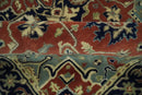 Handmade 5x8 Rust and Blue made with fine wool Area Rug |  TRDCP11658