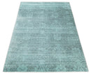 Modern Floral Design Teal Hand Loom Wool and Bamboo Silk 6x10 Area Rug