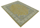 Handmade 8x10 and 9x12 Traditional Vintage Design Mustard and Silver Wool Area Rug | TRDCP127810