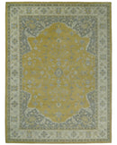 Handmade 8x10 and 9x12 Traditional Vintage Design Mustard and Silver Wool Area Rug | TRDCP127810