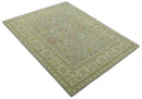 Handmade 8x10 Beige and Blue made with fine wool Area Rug |  TRDCP125810