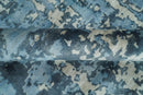 Modern Abstract Blue Hand Loom Blue and Ivory Bamboo Silk 8x10 Area Rug
